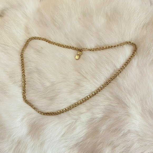 VINtage Emmons Chain Link Necklace Gold Tone Metal Signed Dainty 6079 - Picture 9 of 10